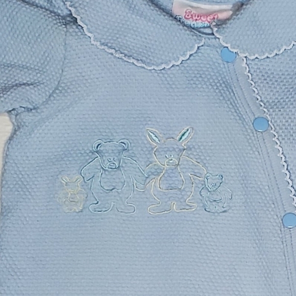 Vintage Sweet Treasures Romper Short-sleeve Blue Teddy Bear Baby Boys Newborn - Picture 3 of 4